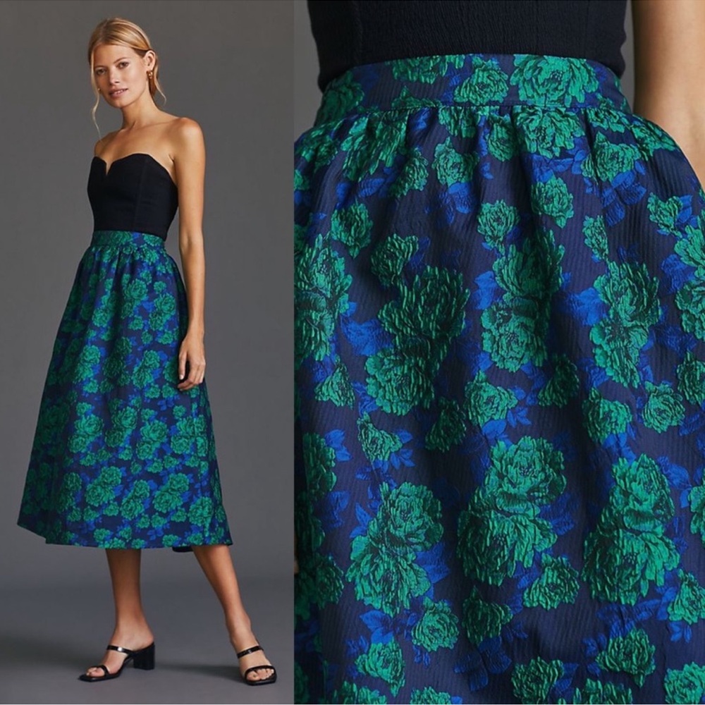 Anthropologie Sunday in Brooklyn Jacquard Midi Skirt, M